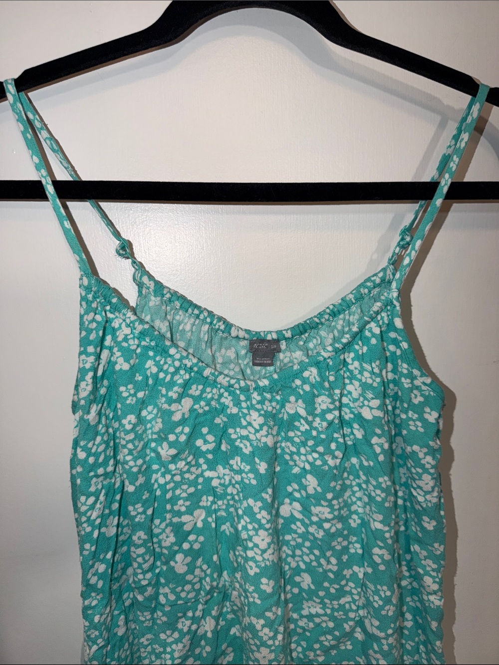 aerie Aqua & White Floral Spaghetti-Strap Romper - Picture 2 of 4